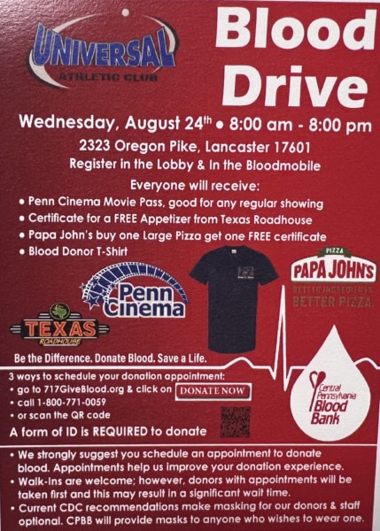 Universal Athletic Club - Blood Drive - Lancaster Health News